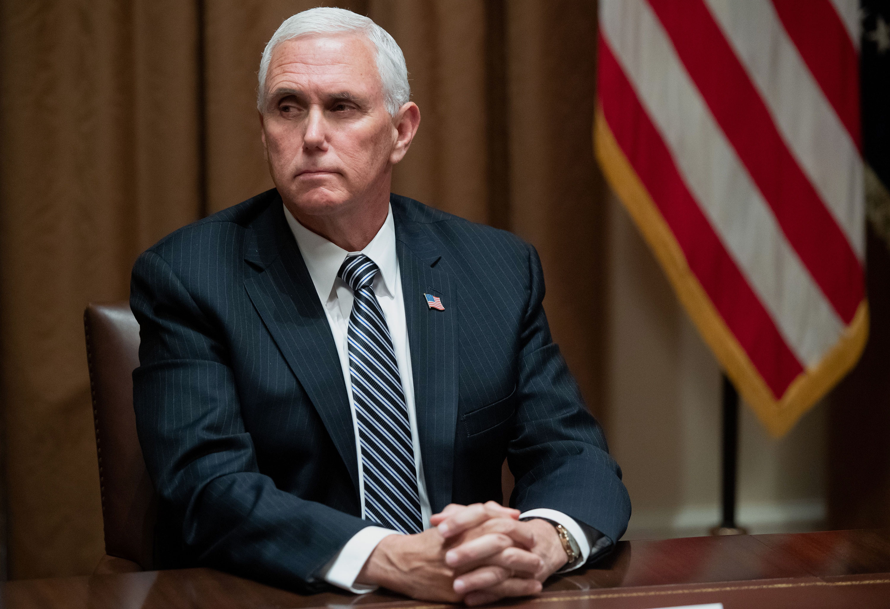 Vice President Mike Pence attends the round table at the White House on June 15 in Washington.